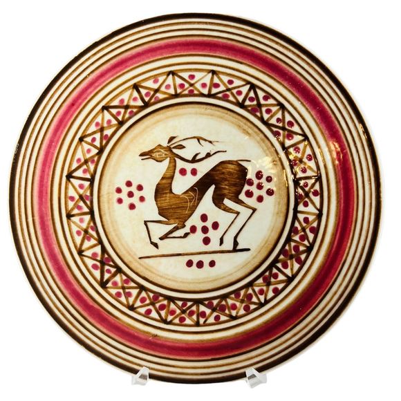 Keramikos Athens Greece Stag Handmade Wall Decor 6" Plate Vintage Display Decor - Picture 10 of 10